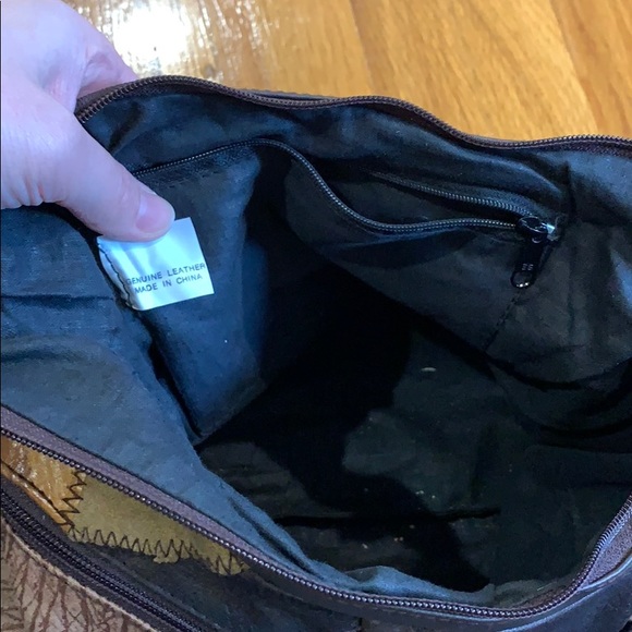 Vintage Brown Leather Patchwork Bag - Picture 8 of 8